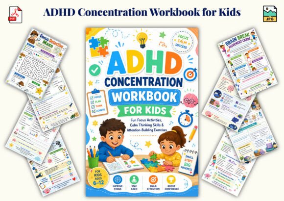 Download ADHD Concentration Workbook for Kids - Premium Resources